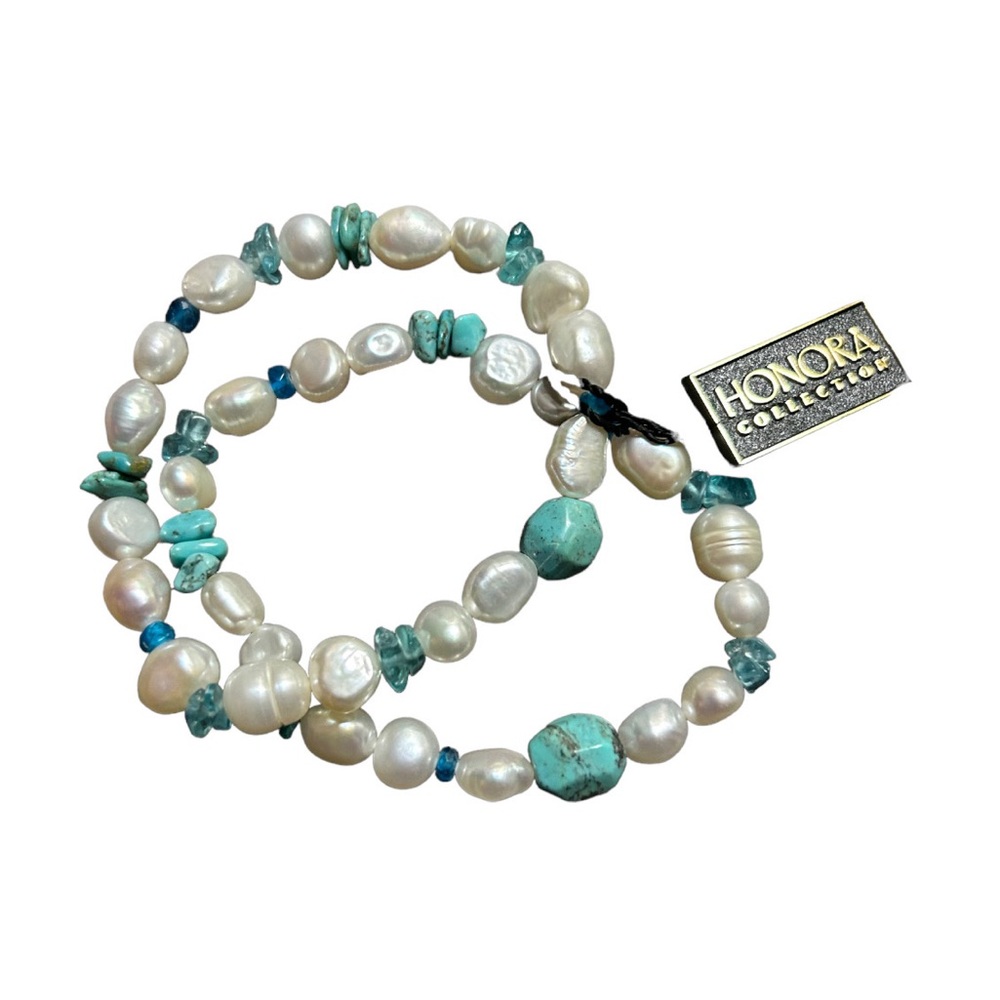 Honora 2 vintage Freshwater, Turquoise and Gem Bracelets New